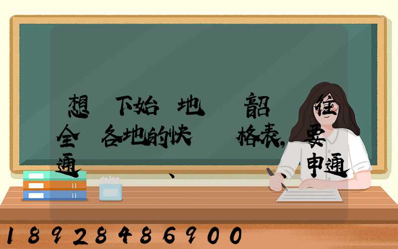 想問下始發地廣東韶關發往全國各地的快遞價格表,要圓通、韻達、申通...